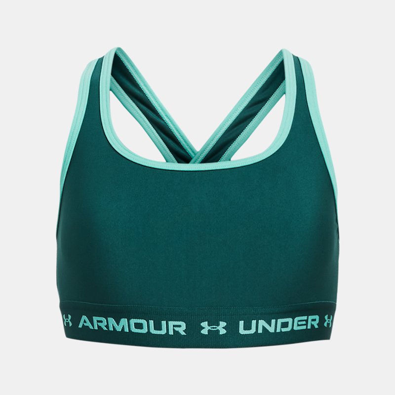 Girls' Under Armour Crossback Sports Bra Hydro Teal / Radial Turquoise YLG (149 - 160 cm)